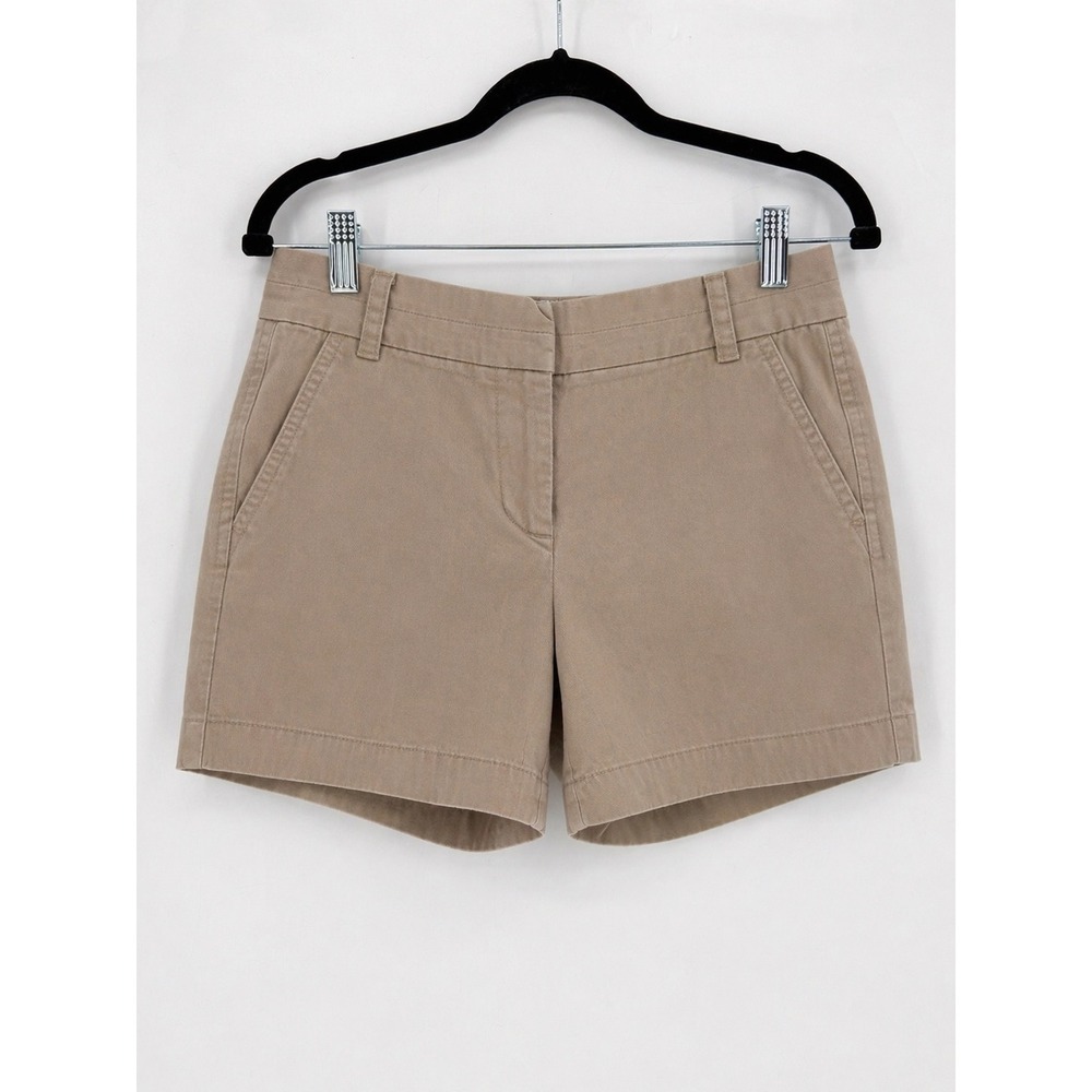 J.Crew Chino Shorts Womens 2 Tan Khaki Cotton Casual Preppy Coastal Hamptons